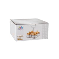 حامل حلاوة فضي رباعي بغطاء ذهبي