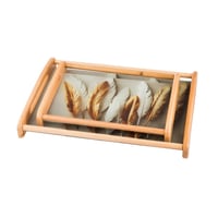 طقم صواني خشب 2 قطعة ارضية زجاج بلمسة فنية أنيقة م...