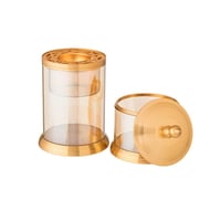 طقم مبخرة وعلب عود زجاج و معدن ذهبي مع تبسي وملقط