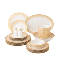 طقم عشاء نيو بون شاينا بنقشات ذهبية 28 قطعة 6 اشخا...