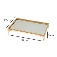 صينية تقديم مستطيل مراية ذهبي برجول مقاس 34*12 سم