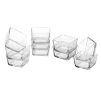 زبادي زجاج تقديم 10 قطعة مربعة مخطط ( مقاس 7.5 سم...