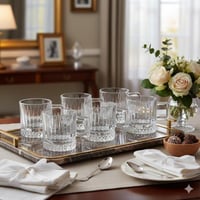 فناجين شاي زجاج فاخر مخطط 6 حبة 180 مل