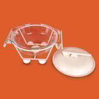 سخان شوربة معدن ابيض وزجاج فاخر مدور 2 لتر مع حامل...