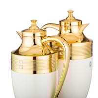 السيف طقم ترامس عبق شاي وقهوة ابيض وذهبي 2 قطعة