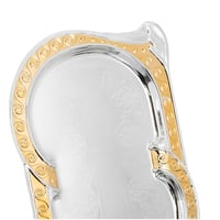 صحن تقديم معدن فضي ذهبي مفرد بيضاوي