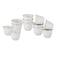 فناجين قهوة سعودي بورسلان ابيض منقوش بخط ذهبي 12 ق...