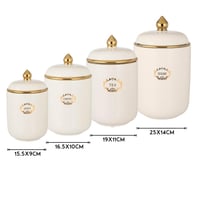 علب سكر وشاي بورسلان ابيض وذهبي فاخر 4 حبة مقاسات...