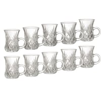 فناجين شاي زجاج مزخرف 10 قطعة 110 مل