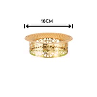 قاعدة براد شاي ودلة معدن ذهبي مقاس 16 سم