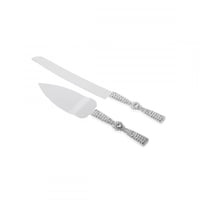 جاروف مع سكين لتقطيع الكيك فضي