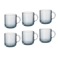 اكواب شاي زجاج 6 قطعة ازرق ايكونك 245 مل