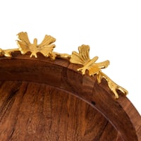 صحن حلا خشب هندي بديكور فراشات ذهبي