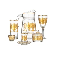 طقم كريستال تركي 75 قطعة ذهبي