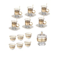 طقم شاي وقهوة 25 قطعة زجاج تركي