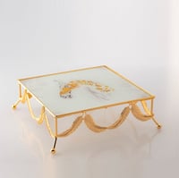 صينية تقديم زجاج ومعدن ذهبي من مجموعة المهره