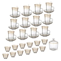 طقم شاي وقهوة زجاج 76 قطعة ذهبي