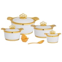 طقم حافظات بلاستيك 4 قطعة ابيض ذهبي