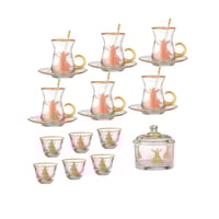 طقم شاي وقهوة 26 قطعة زجاج تركي