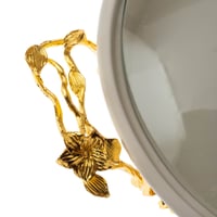 سخان بوفيه بورسلان غطاء زجاج مع قاعدة معدن ذهبي