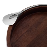 صحن تقديم خشب بروش وردة فضي مقاس 25 سم