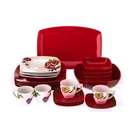طقم سفرة بورسلان 22 قطعة احمر