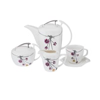 طقم شاي بورسلان عقد ديزاين 17 قطعة فضي