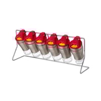 طقم بهارات زجاج وبلاستيك مع حامل 7 قطعة