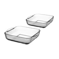طقم صواني فرن زجاج مربع منطق 2 قطعة