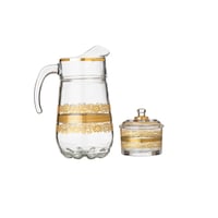 طقم كريستال تركي 76 قطعة مزخرف ذهبي