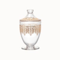 مطبقية زجاج مزخرف ذهبي بغطاء