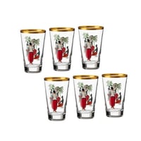 طقم كاسات ماء زجاج رسم يدوي 6 قطعة 250 مل