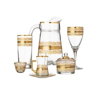 طقم كريستال تركي 76 قطعة مزخرف ذهبي