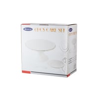 طقم كيك بورسلان ابيض وذهبي 8 قطعة