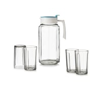 طقم جك بغطاء و 4 كاسات زجاج