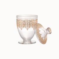 مطبقية زجاج مزخرف ذهبي بغطاء