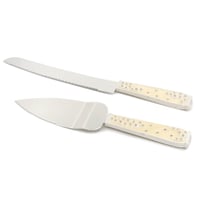 جاروف مع سكين لتقطيع الكيك فضي