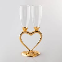 طقم كاسات افراح قلب ذهبي