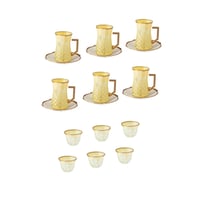 طقم شاي وقهوة 18 قطعة تركي بنقشات فاخرة