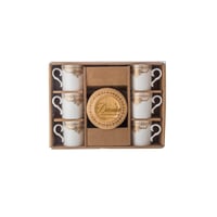 فناجين قهوة تركي منقوش صحن خشب 12 قطعة