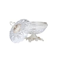 مطبقية تقديم زجاج مزخرف بقاعدة معدن فضي