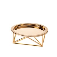 صحن تقديم معدن بقاعدة ذهبي