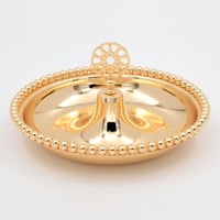 صحن تقديم دائري معدن ذهبي