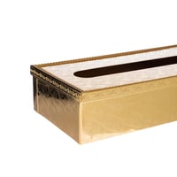 سلة وعلبة مناديل معدن ذهبي