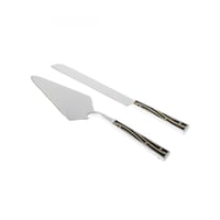 جاروف مع سكين لتقطيع الكيك فضي