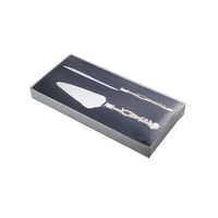 جاروف مع سكين لتقطيع الكيك فضي