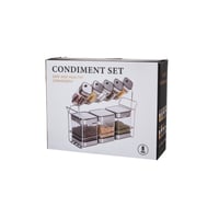 طقم علب زجاج 8 قطعة مع استاند استيل ذهبي