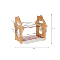 حامل صحون دورين من الخشب والمعدن