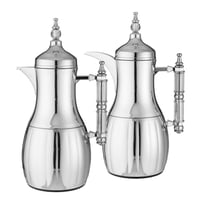 طقم دلة وترمس لوفر 2 قطعة معدن نيكل سادة 1 لتر ( د...