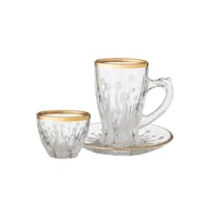 طقم شاي وقهوة زجاج ياباني 48 قطعة ذهبي